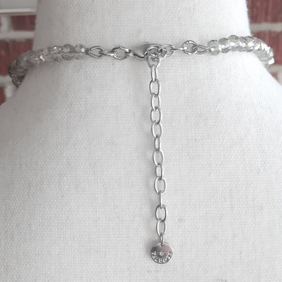TALBOTS Crystal Bead Cluster Silver Tone Elegant Necklace 17" + 3" Glam Sparkle - Picture 4 of 6